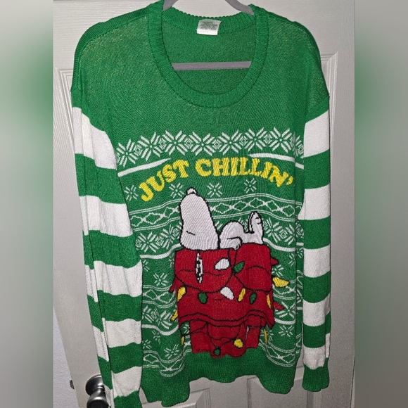 Peanuts Snoopy Just Chillin Ugly Christmas Sweater Holiday Party Men's XXL - Picture 2 of 6
